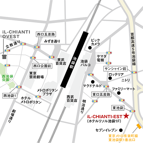 ランチブッフェあり！池袋東口のイタリアン、イルキャンティの地図