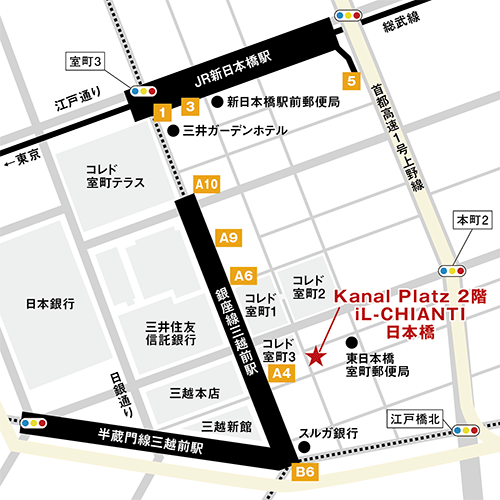 ランチにお勧め！日本橋、三越前のイタリアン、イルキャンティの地図