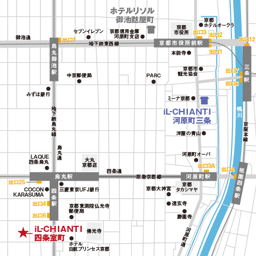 ランチにお勧め！イルキャンティ四条室町店の地図