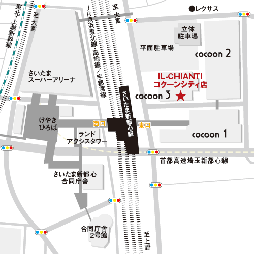 ランチにお勧め!イルキャンティ コクーンシティ店の地図
